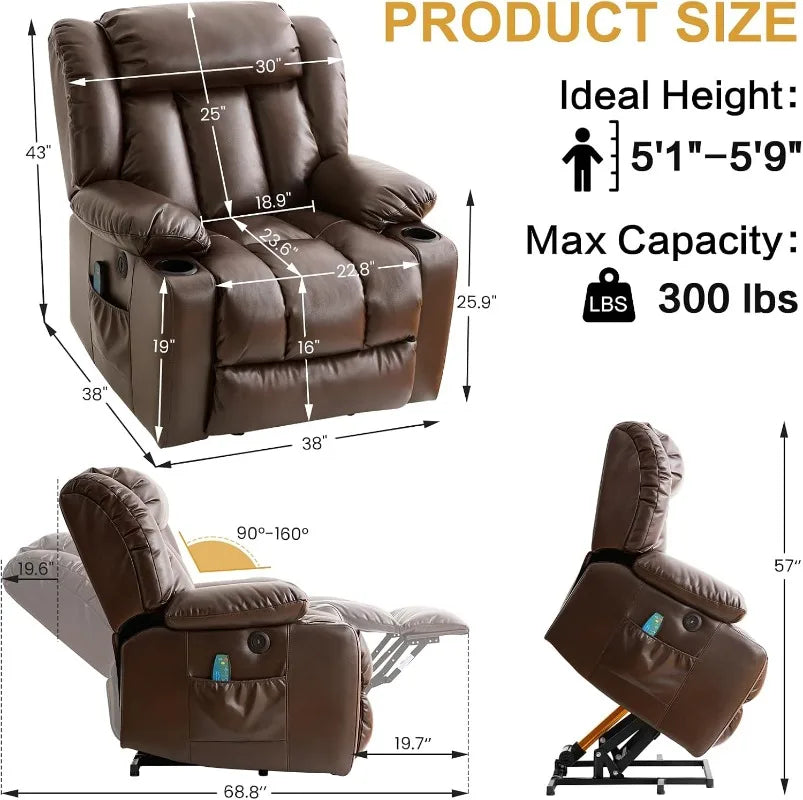 PARKOL Power Lift Recliner Chair for Seniors, Breathable Leather