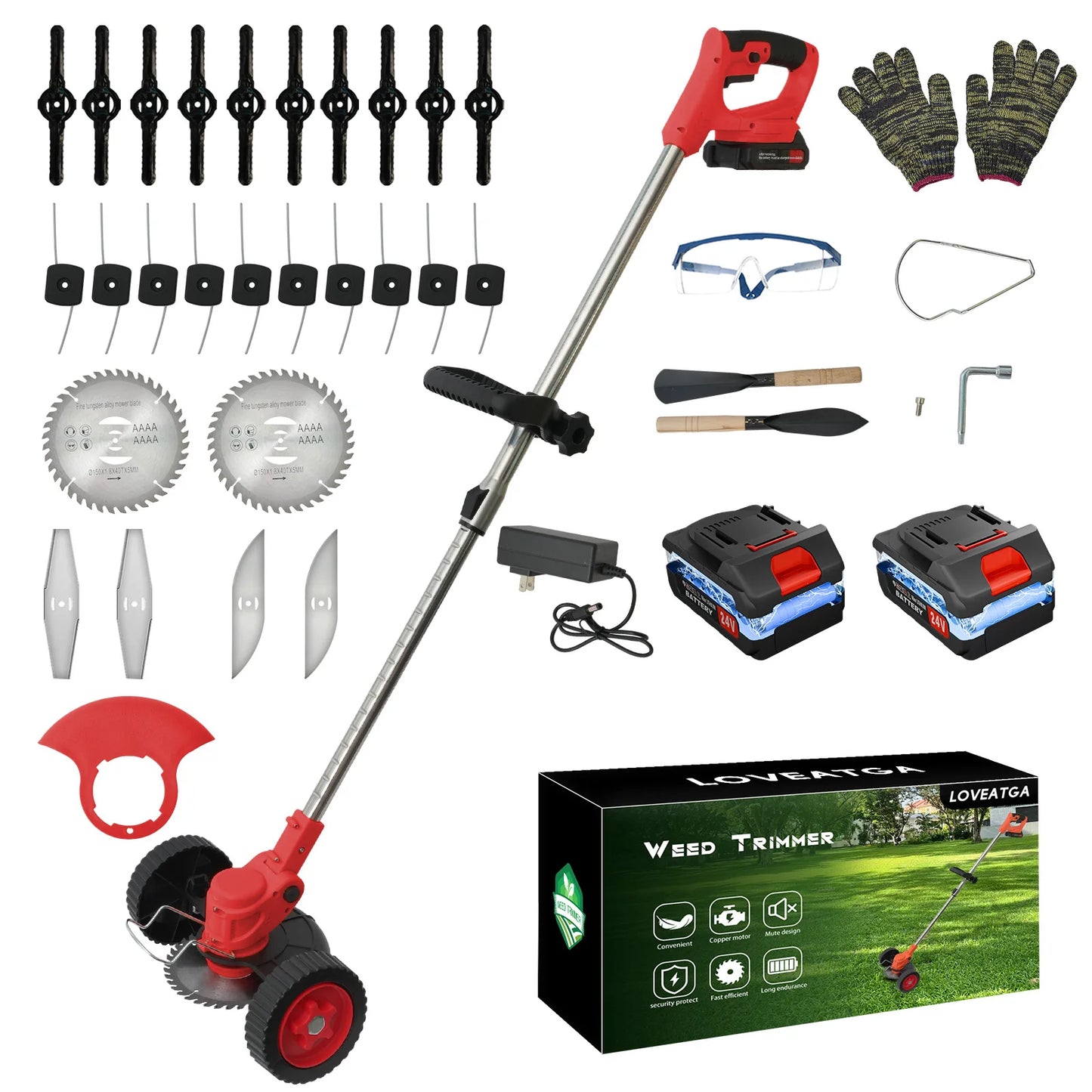 21V Cordless Grass Trimmer Electric 3-in-1 Lightweight