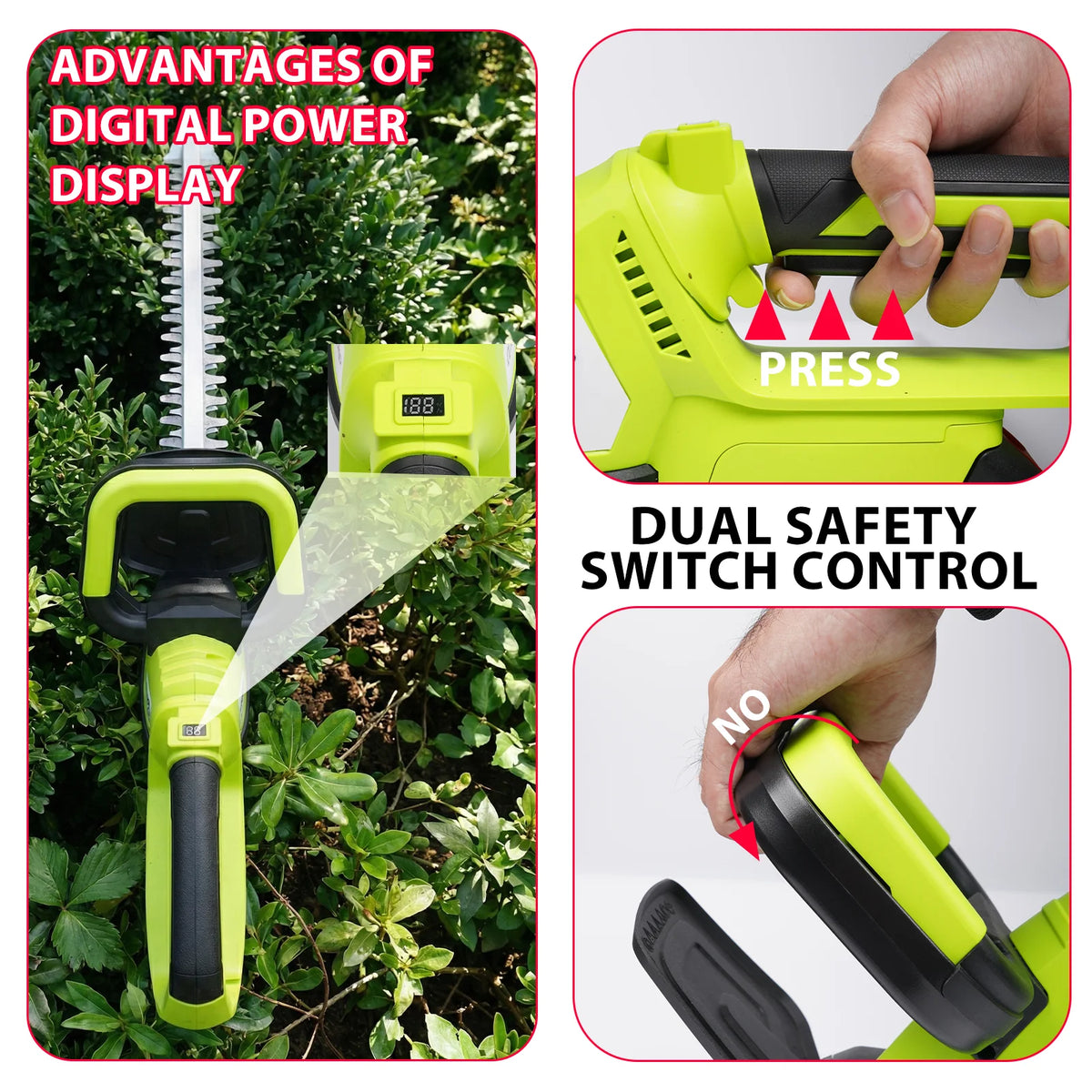 XYSD Cordless Hedge Trimmer, 20 in Electric Hedge Trimmer