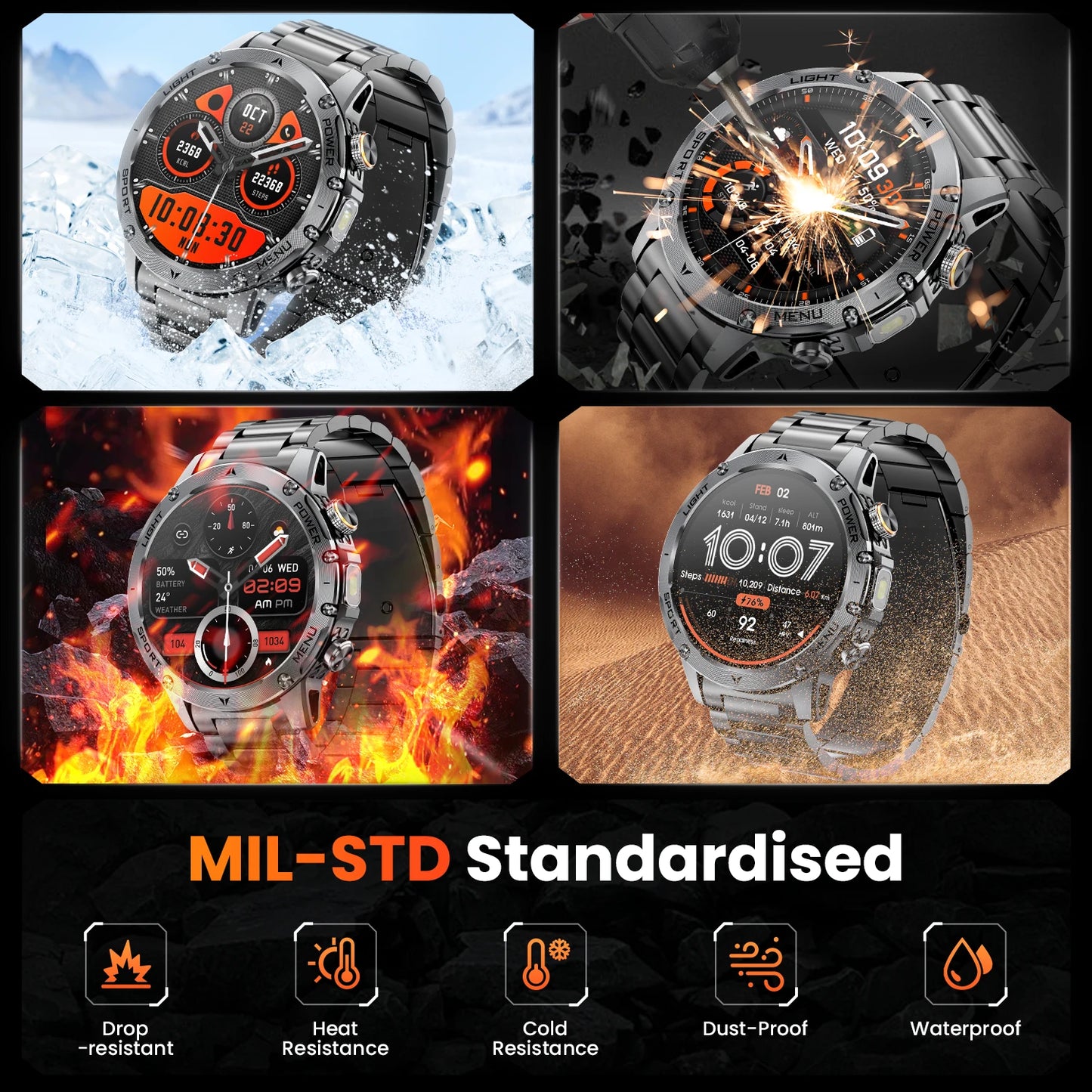 2026 Military Smart Watch Men 1.7" HD Screen