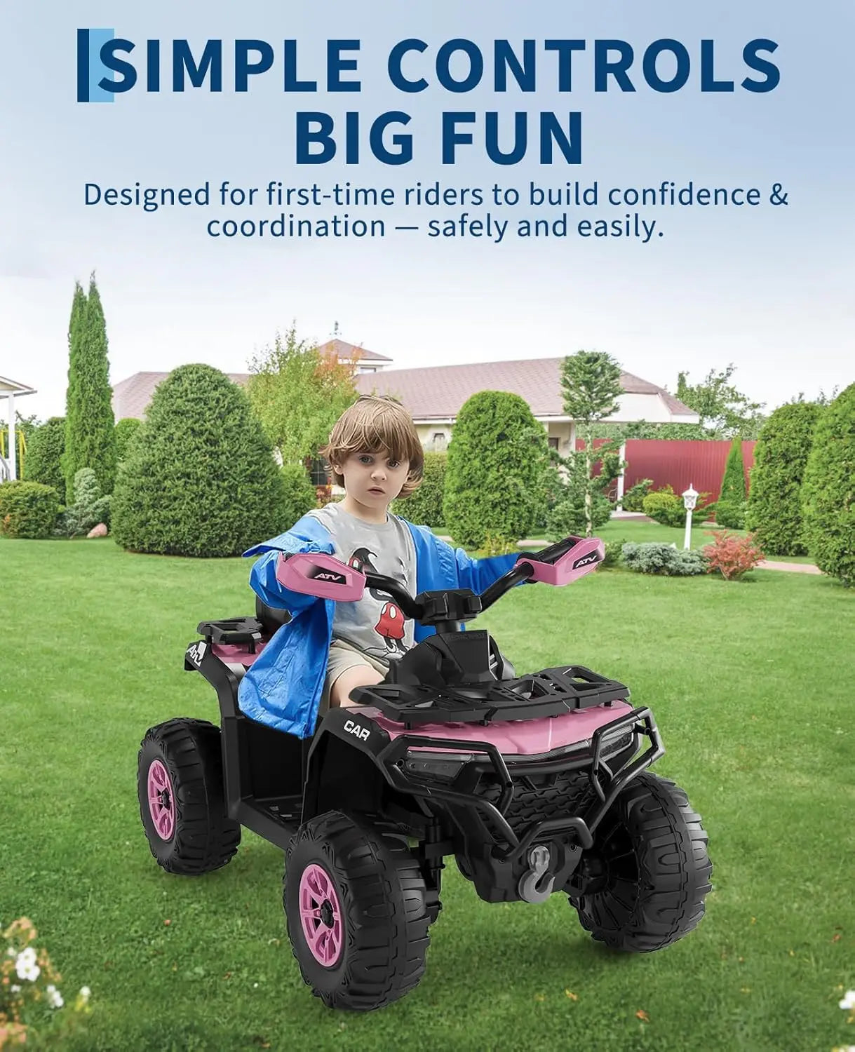 HiMISS 12V Kids Ride-on Electric ATV with Dual 45w Motors