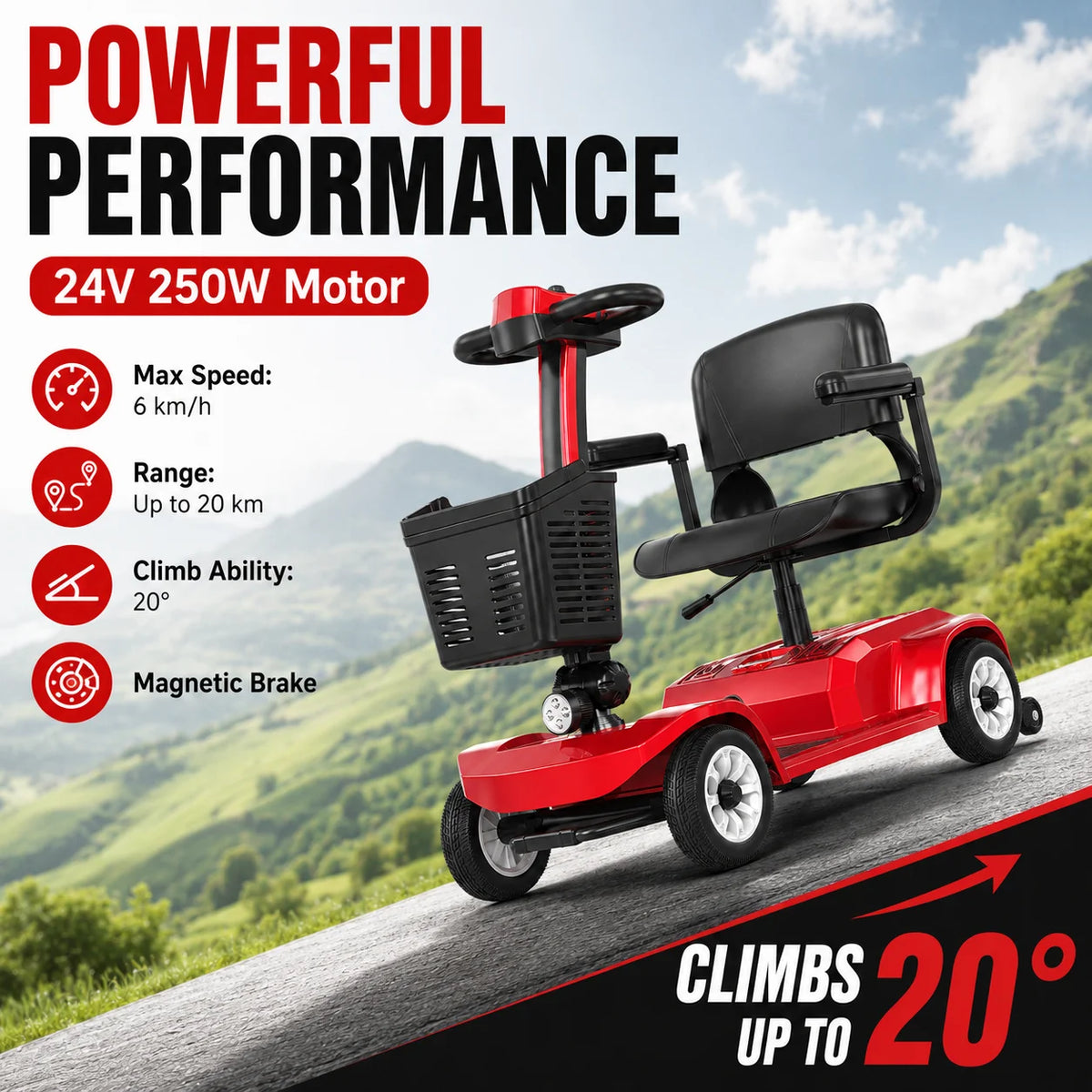 Electric Mobility Scooter for Seniors Adults 4 Wheel Power Scooter