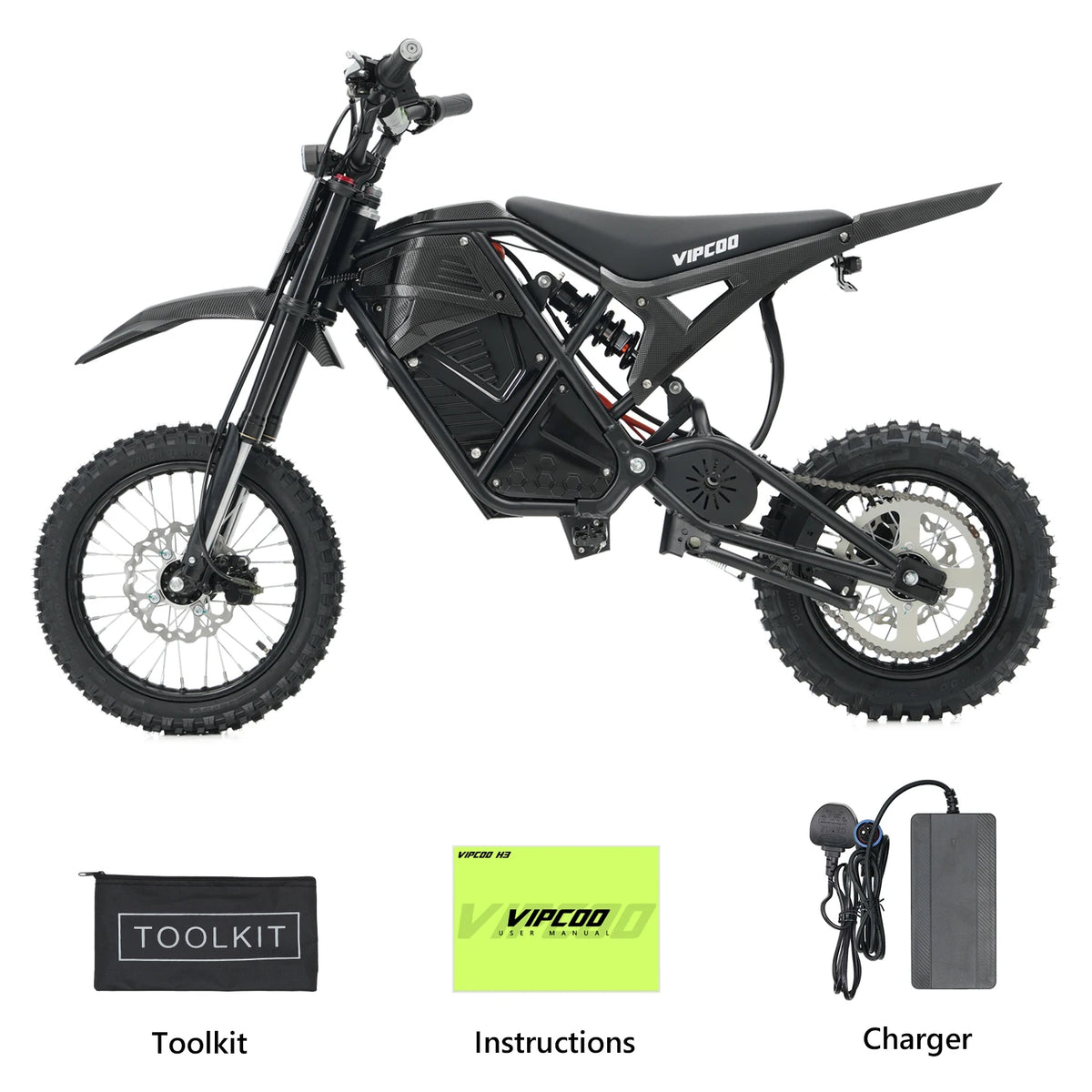 VIPCOO H3 Electric Dirt Bike 3500W 48V23AH Electric Motorcycle