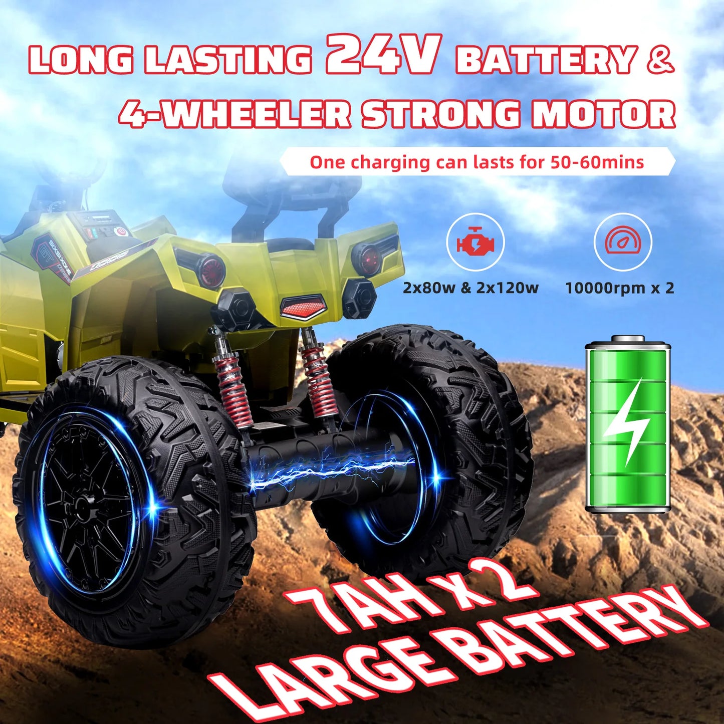 HiMISS Kids Electric ATV 24V Ride On Car Toys