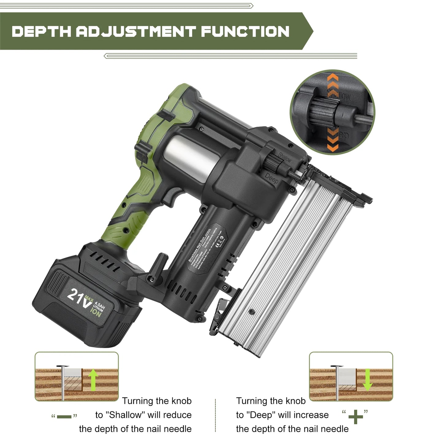 PRO STORMER 21V Electric Nail Gun, Brushless Nailer