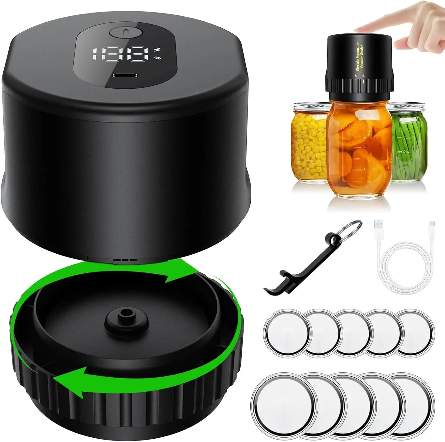 Electric Mason Jar Vacuum Sealer Kit - Automatic Vacuum Sealer
