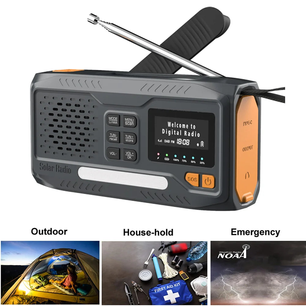 Travor Portable DAB/FM Radio Solar Powered Hand Crank