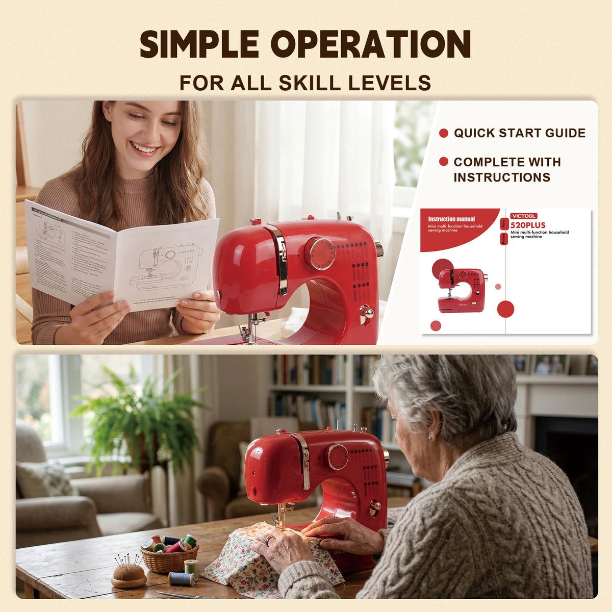 VICTOOL Mini Electric Sewing Machine Multifunctional Home
