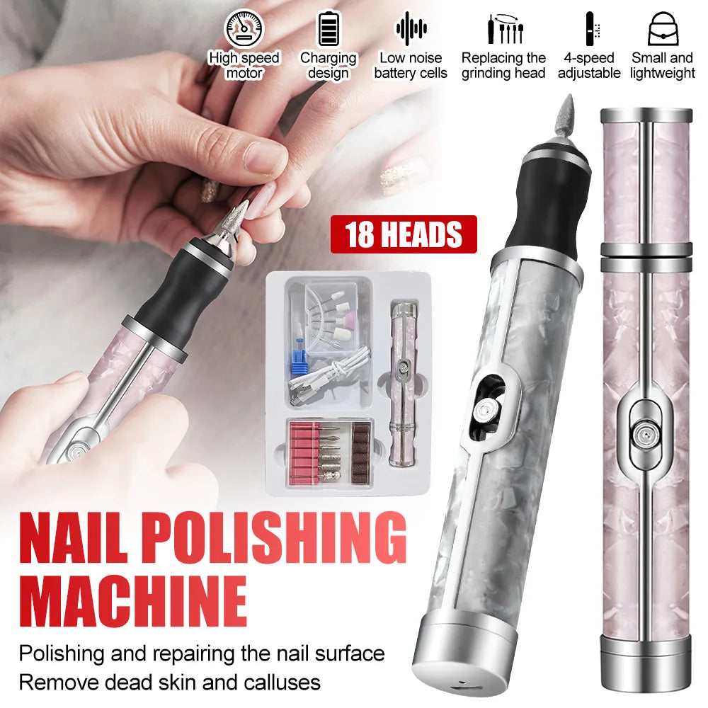 Electric Nail Polisher USB Rechargeable 18 Head