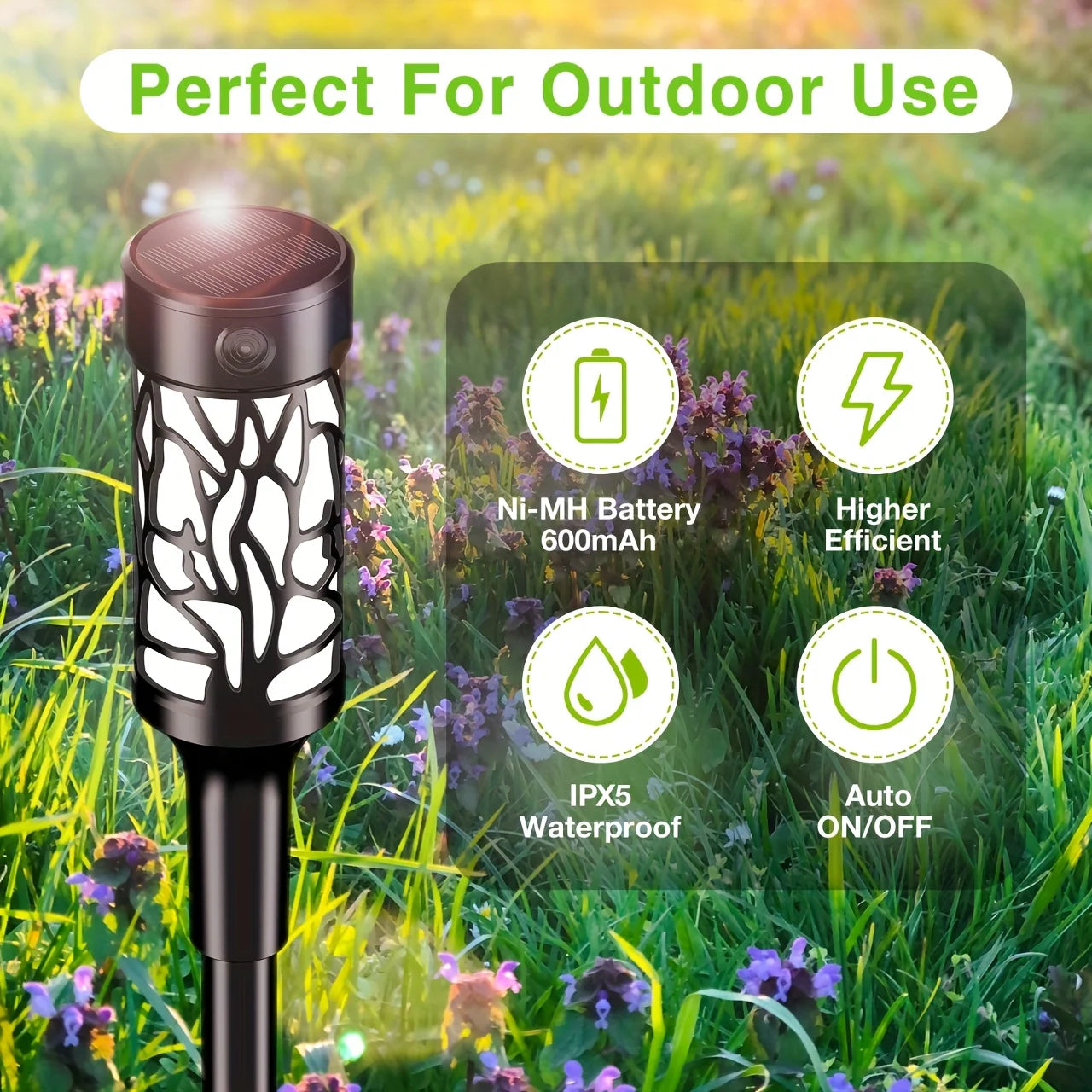 6/12Pack Solar Lights Outdoor, IPX5 Waterproof, Flame Torches