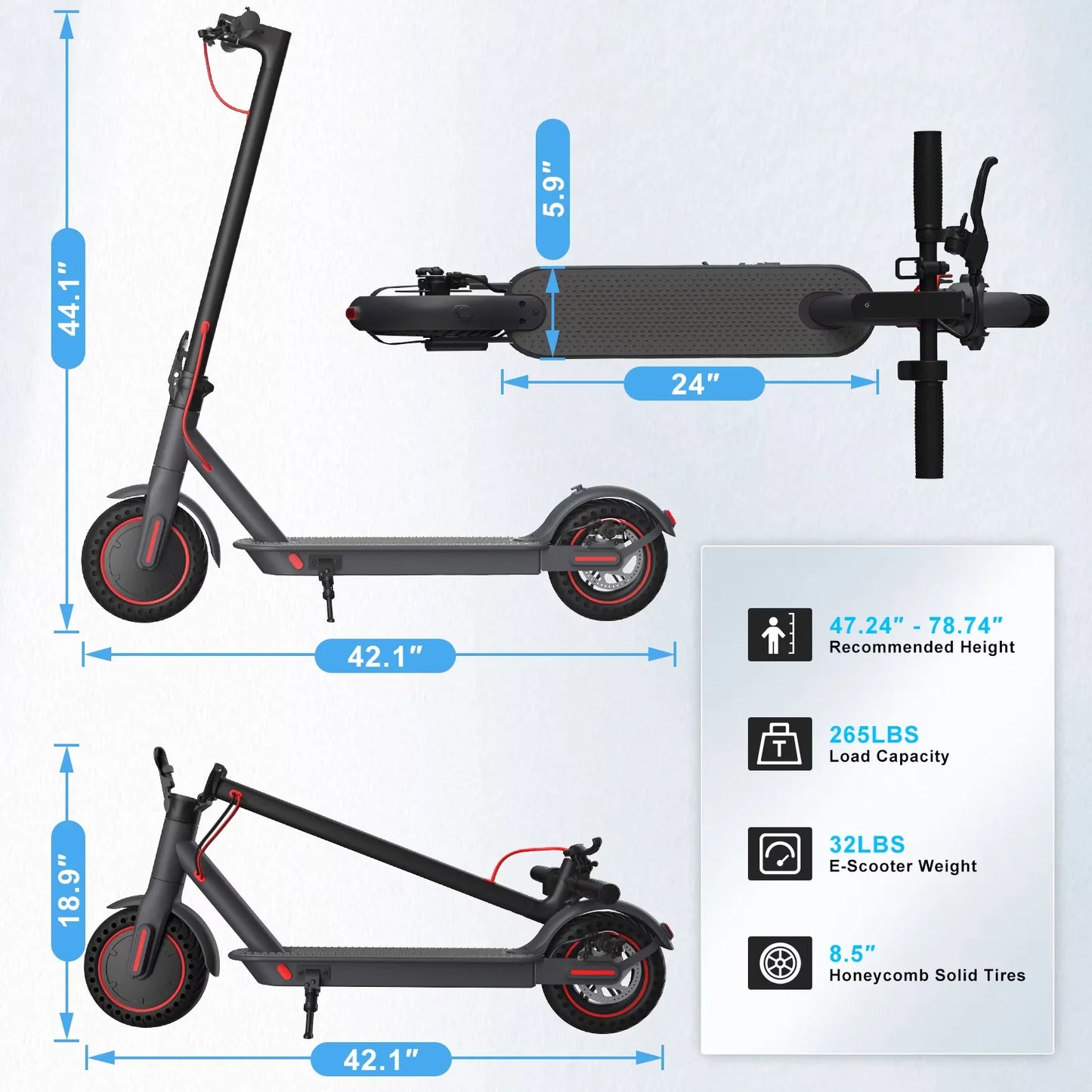 OBX 350W Electric Scooter for Adults 19mph Top Speed