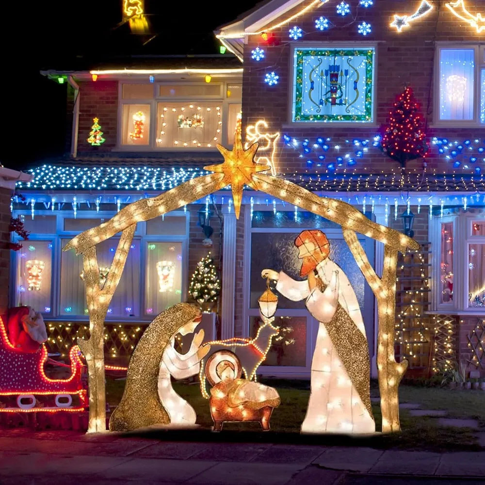 AEHOME 5.5FT Outdoor Lighted Nativity Scene Waterproof