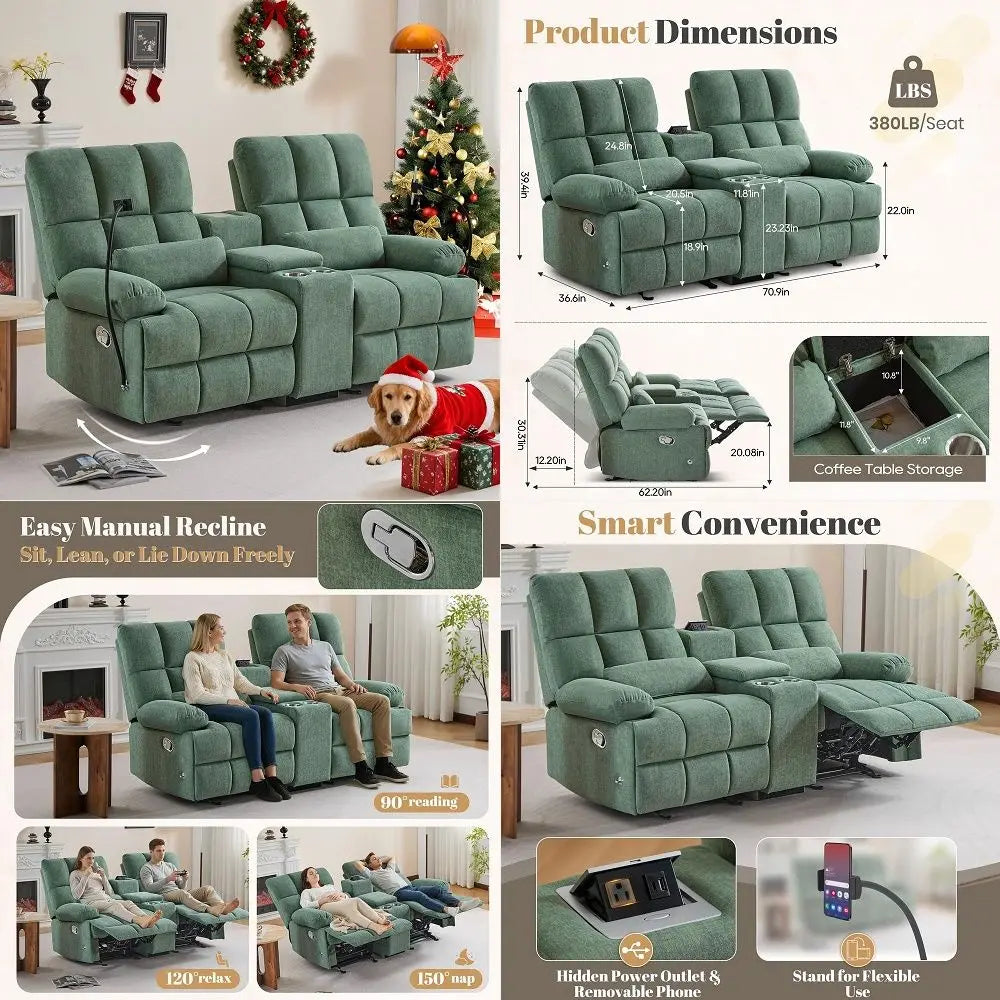 Leather Living Room Furniture Set Reclining Sofa Set Loveseat