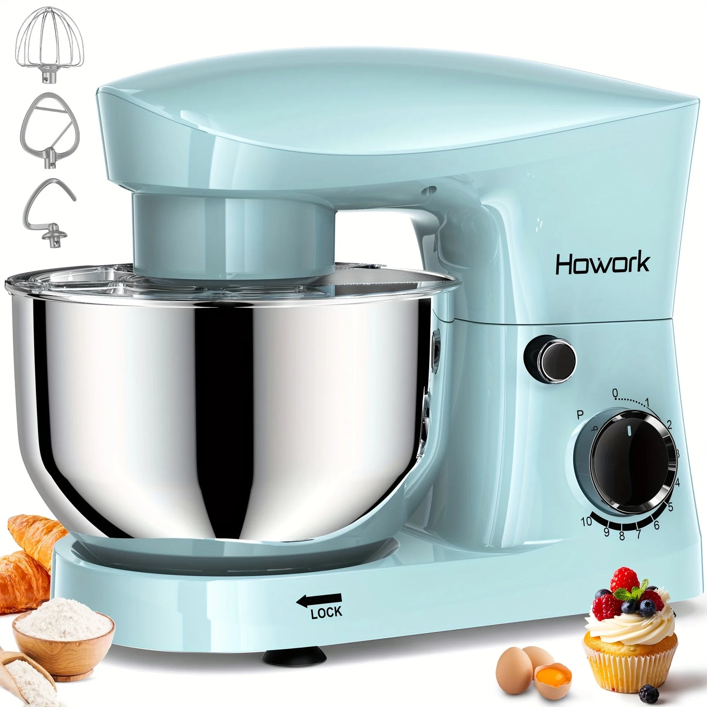 Howork 350W 10-Speed Electric Stand Mixer 5QT