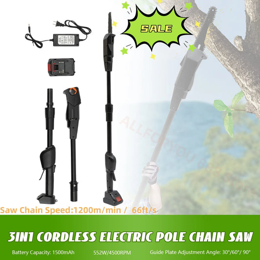 Electric Extendable Chainsaw Cordless Battery Pole Chain Saw