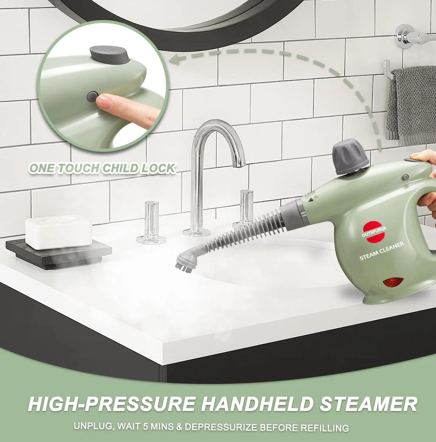 OUTSPURGE Handheld Steam Cleaner, Pressurized
