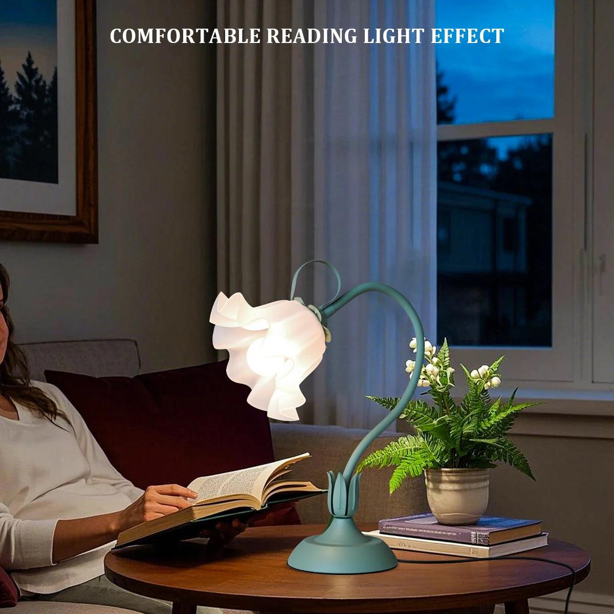 Vintage Bedside Lamp, Flower Lamp, Living Room Lamp