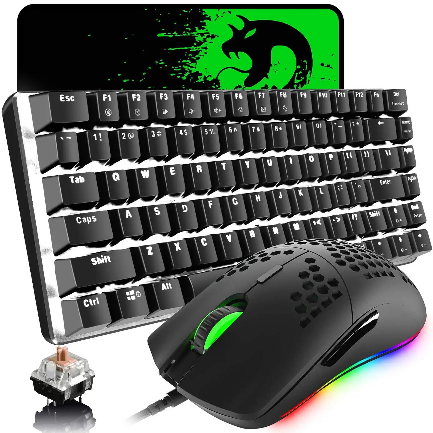 LED Backlit Wired Mechanical Keyboard, Gaming Mouse