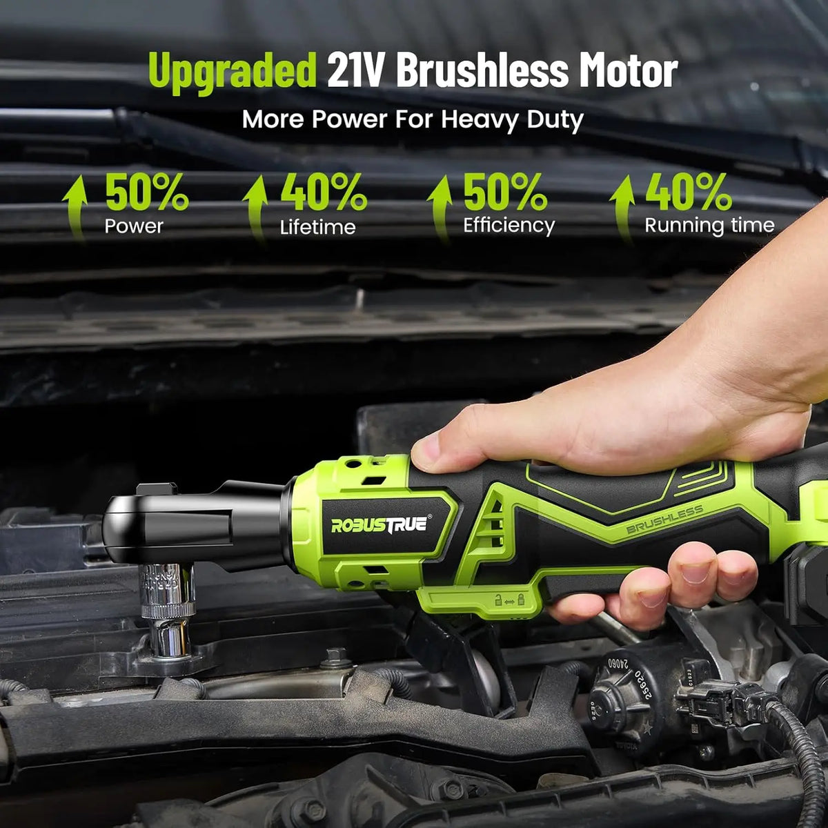 Robustrue 1/2" Electric Ratchet Wrench 66Ft-lbs