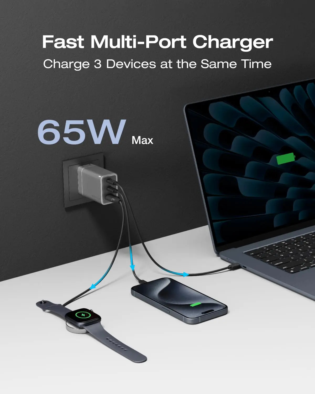 ECOFLOW USB C Charger, Rapid 20W/30W/65W GaN Type C Charging Block