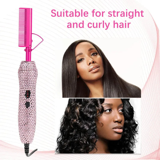 GOIPLE 3-In-1 Electric Hot Press Straightening Curler Comb Set