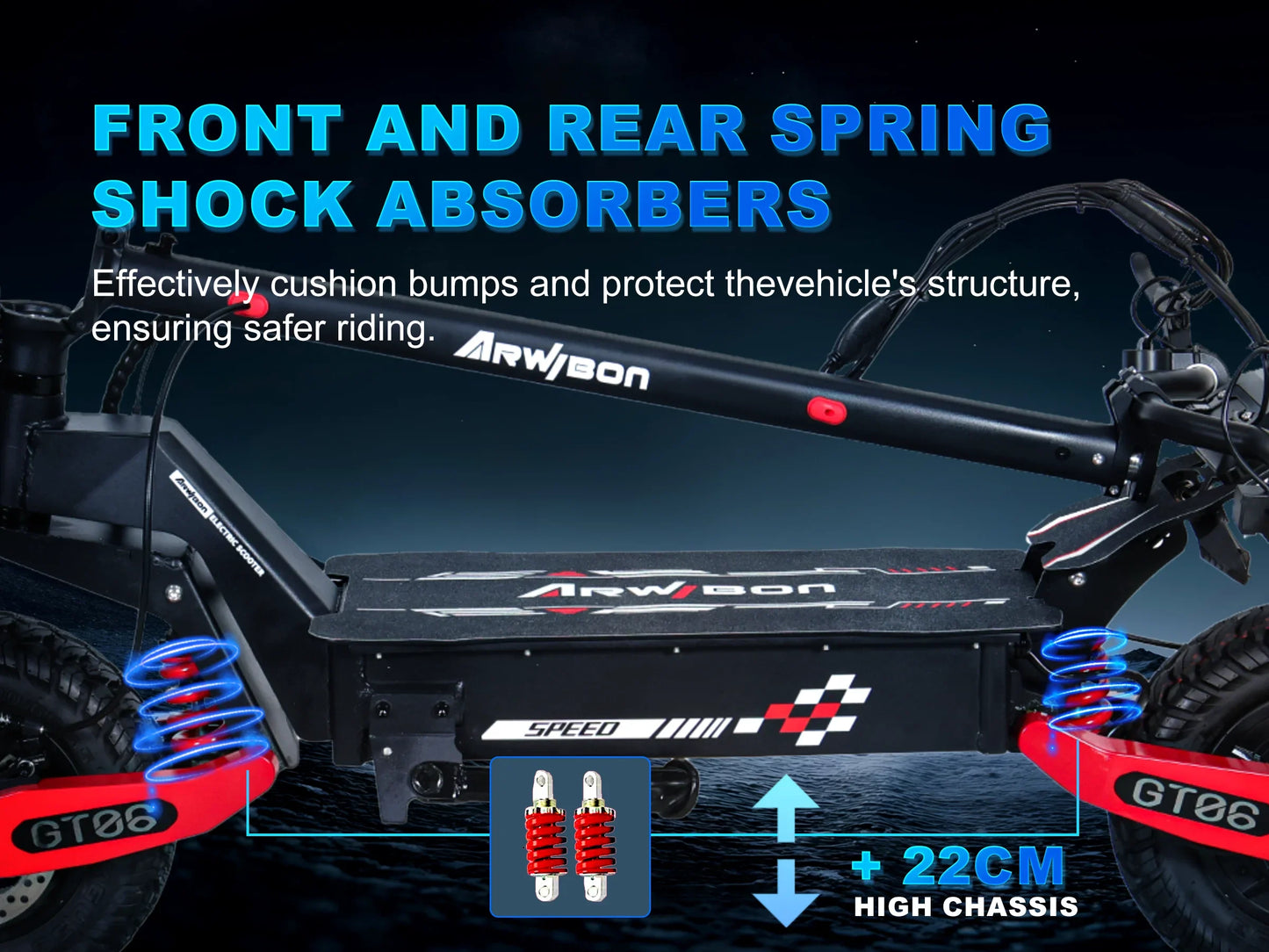 Arwibon GT06 1200W Foldable E-Scooter for Adults -Max Speed 25MPH