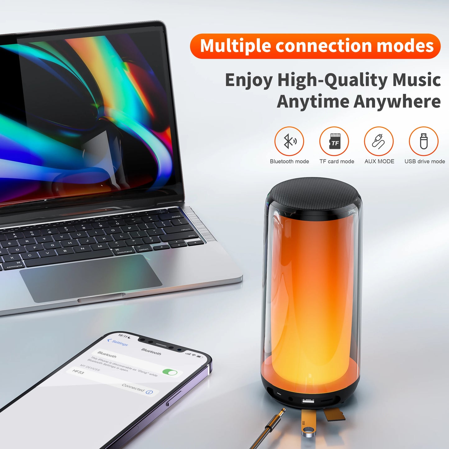 Bluetooth Speaker 12 kinds color lights Night Light