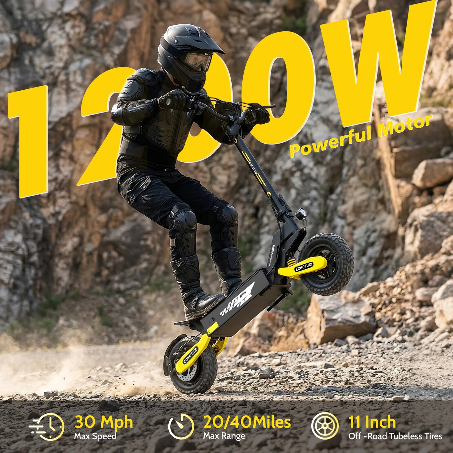 EOEOTWO 1200W Off Road Electric Scooter for Adults