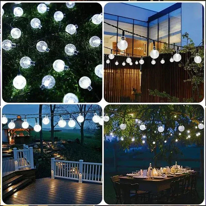 Solar String Lights Outdoor, Crystal Fairy Light, Christmas Garland