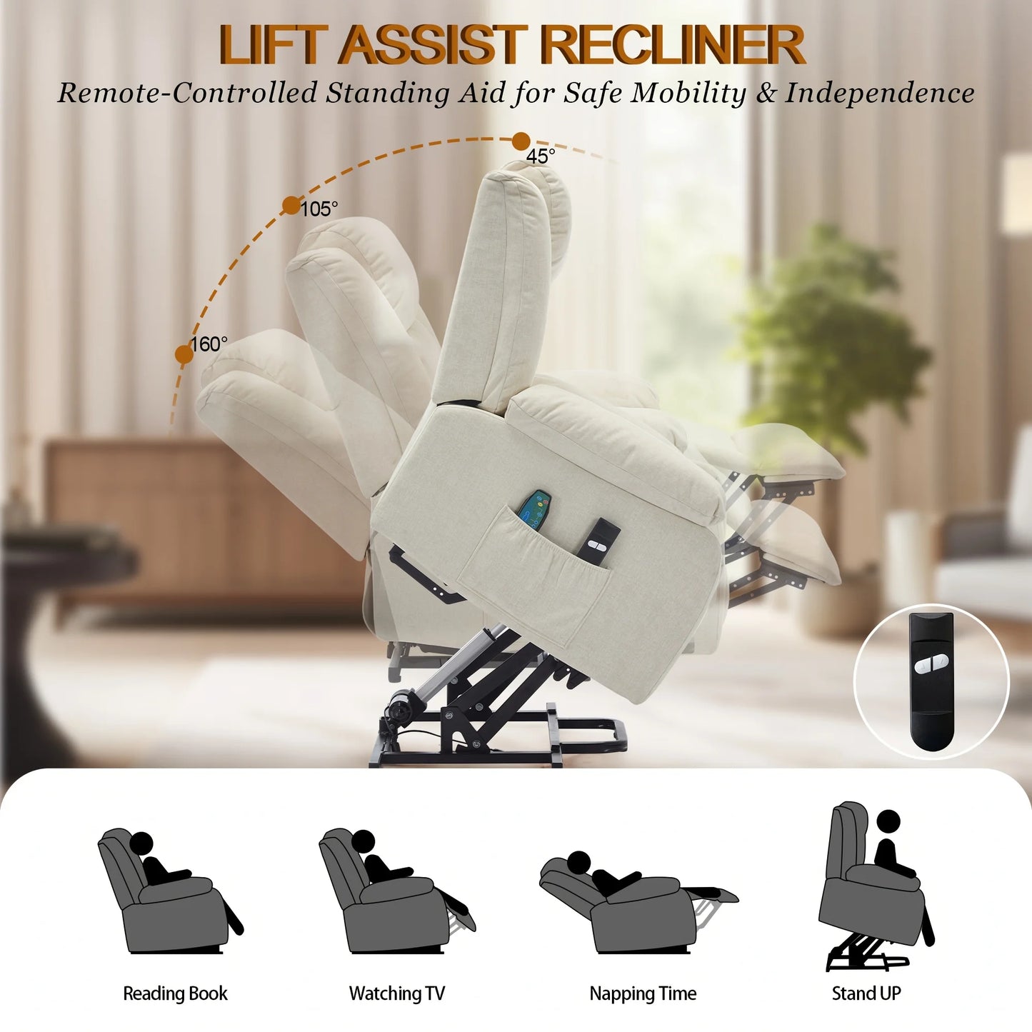 DOOTTOO Power Lift Recliner Chair – Wide Electric Reclining Sofa