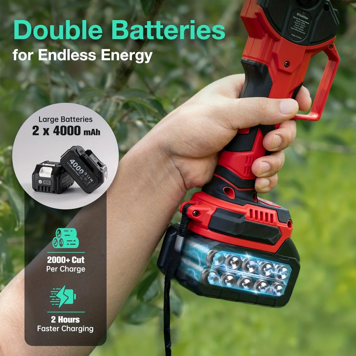 Taskstar Electric Scissors 600W Brushless Motor Cordless Pruning Shears