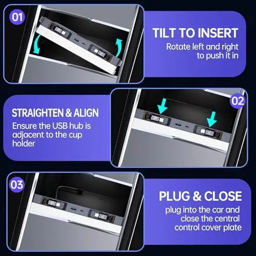 YTYIN Portable Charging Hub for Tesla Models Y & 3