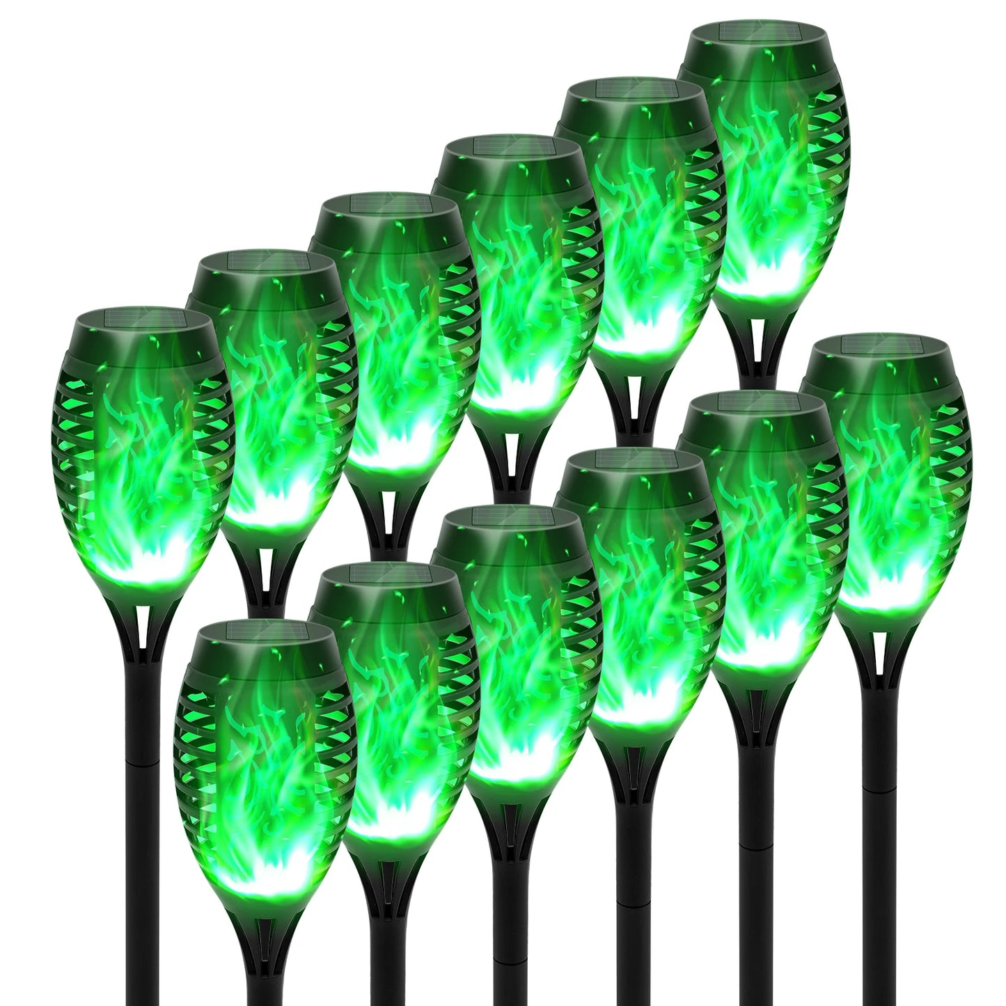 4/6/8/12Pcs Solar Flame Torch Light LED Flickering Outdoor