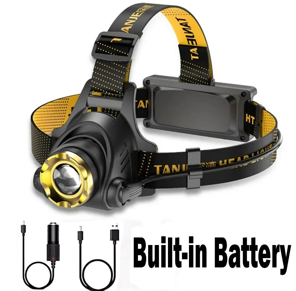LED Headlamp Rechargeable Head Torch Zoom