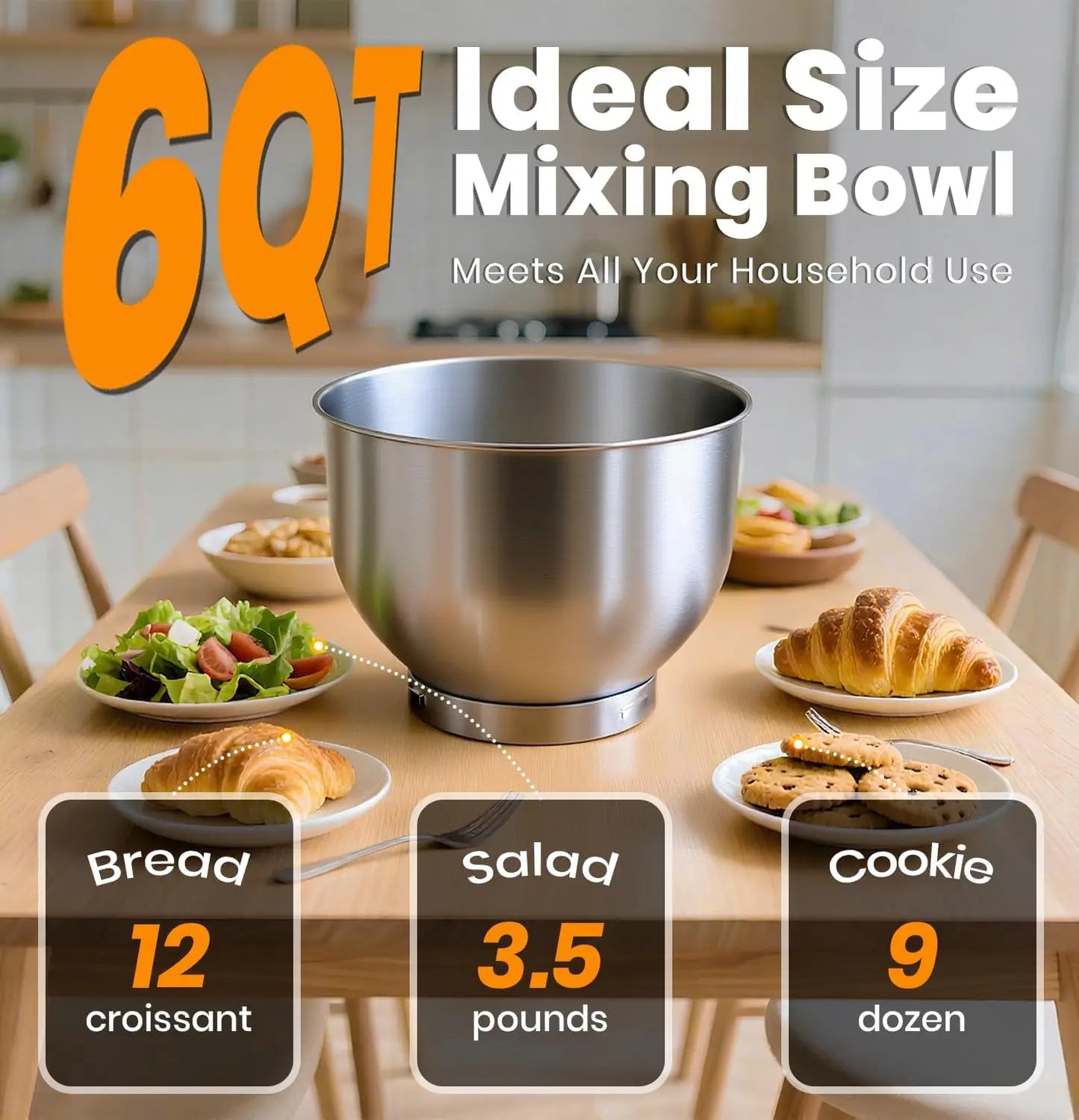 BONNOR Stand Mixer, 6QT Electric Kitchen Mixer
