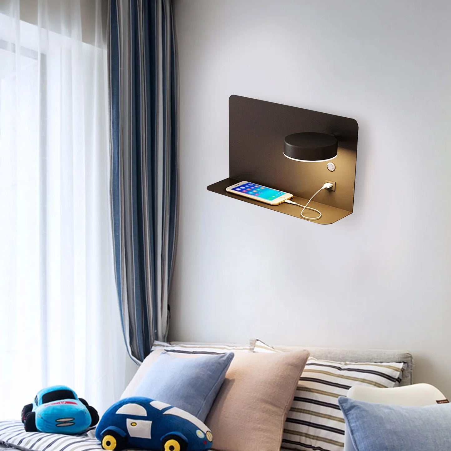 110V Left/Right LED Wall Lamp Black Bedside Reading Light