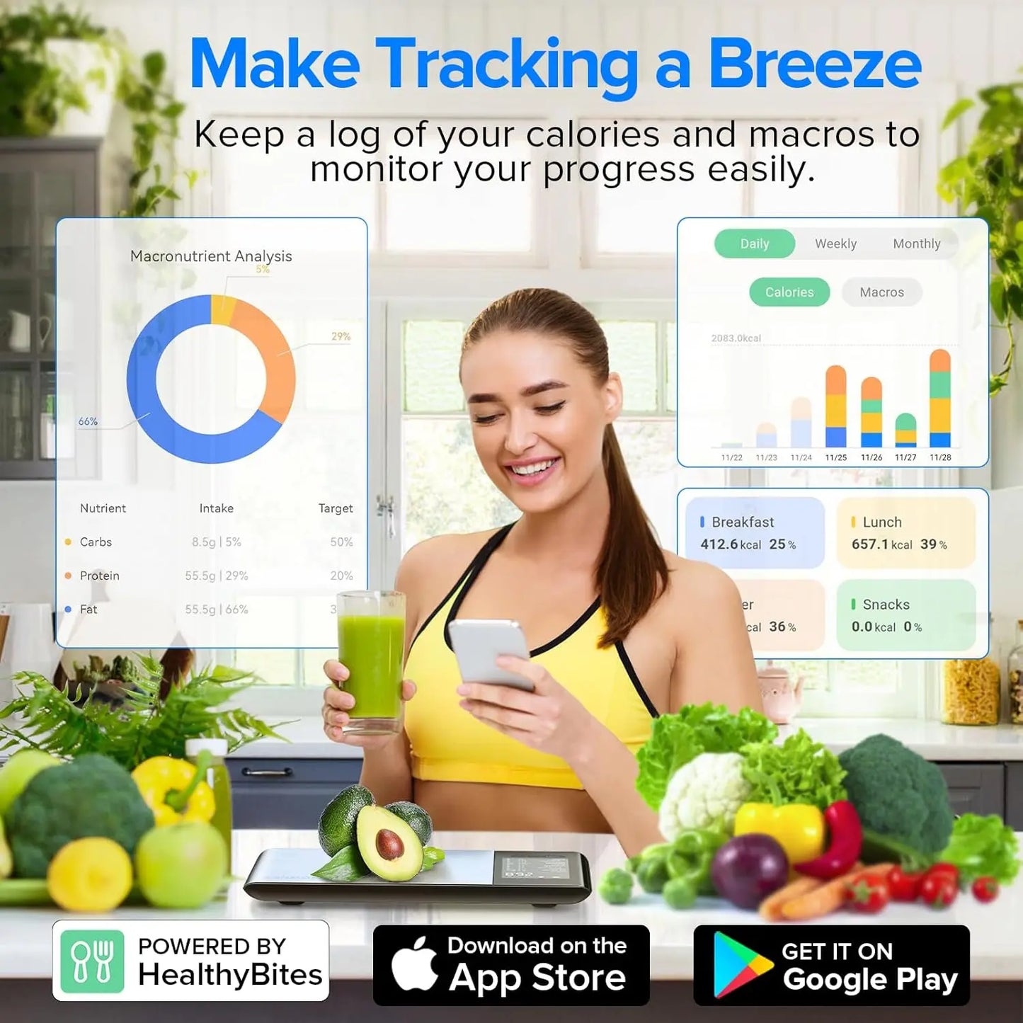 MROWNER Smart Food Scale with Nutritional Calculator App
