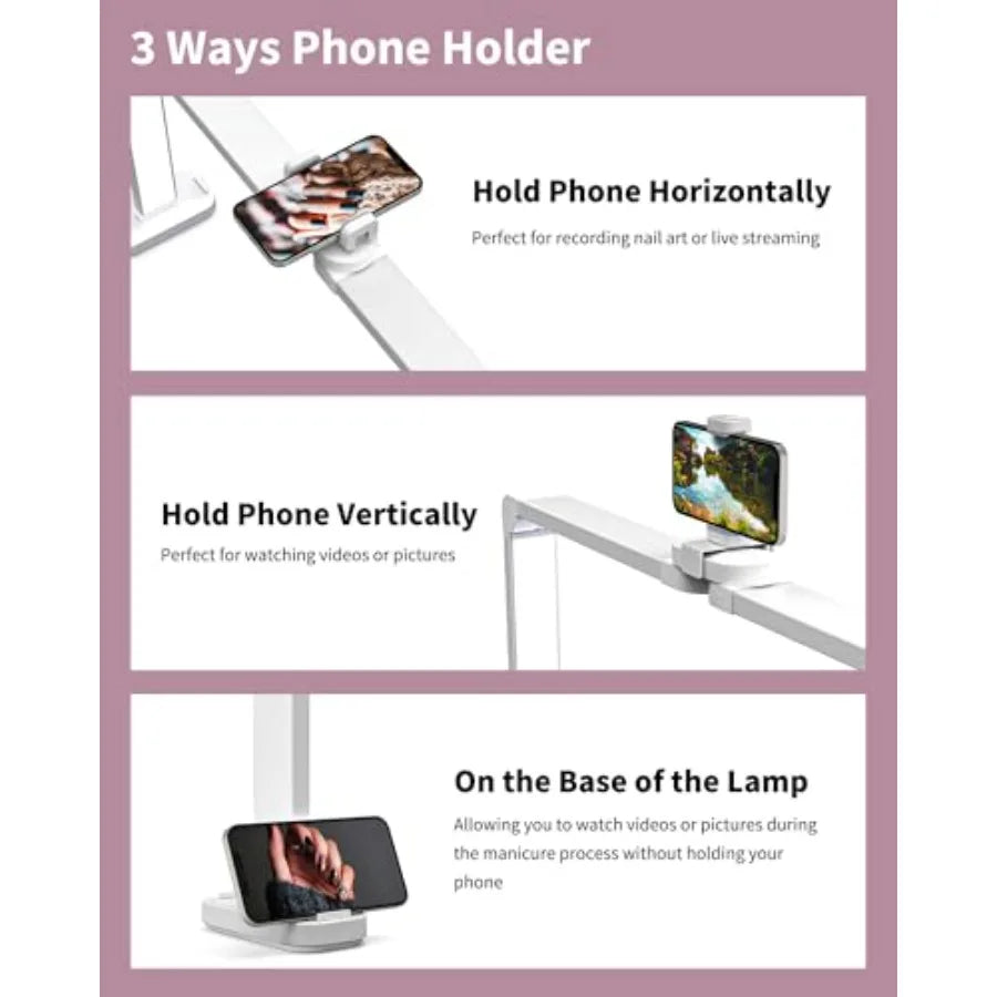Nail Desk Lamp for Nail Tech, Foldable 34in