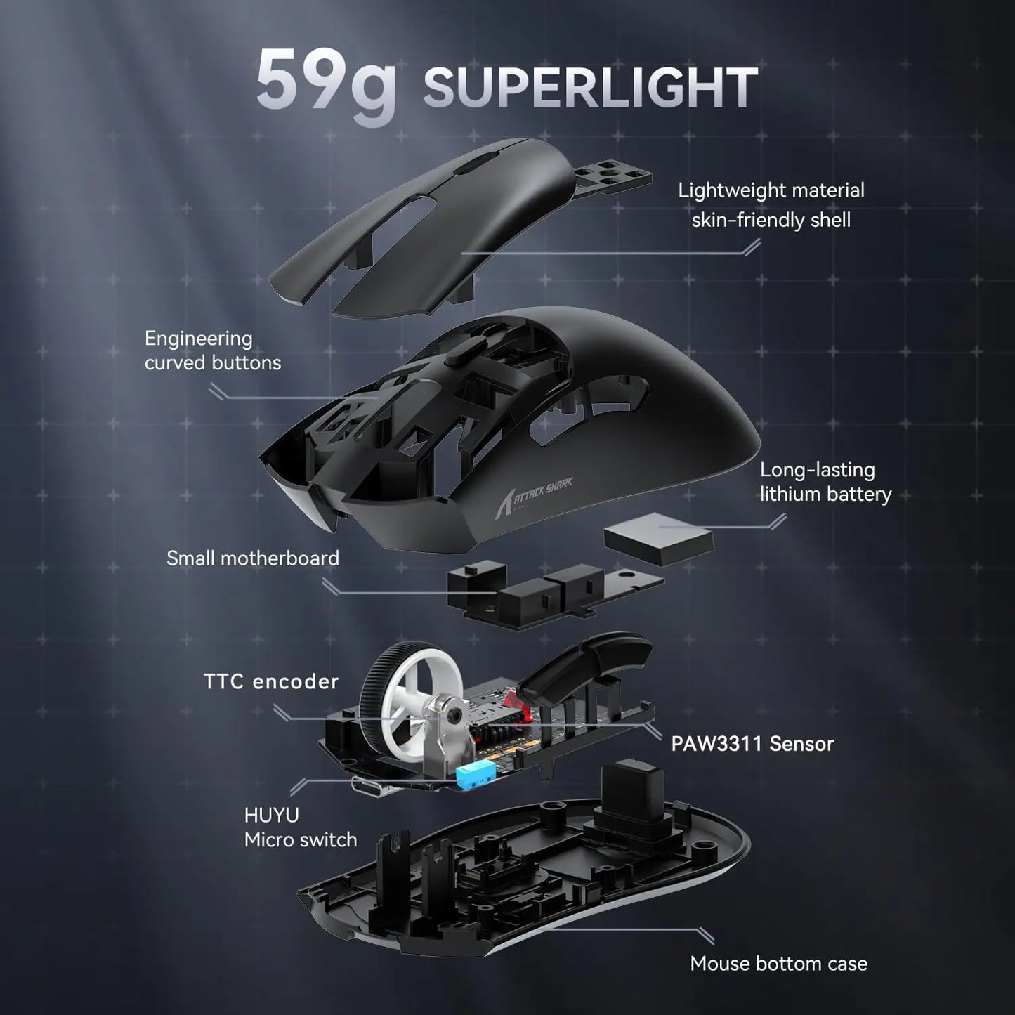 MAMBASNAKE x ATTACK SHARK R1 59g SUPERLIGHT Mouse
