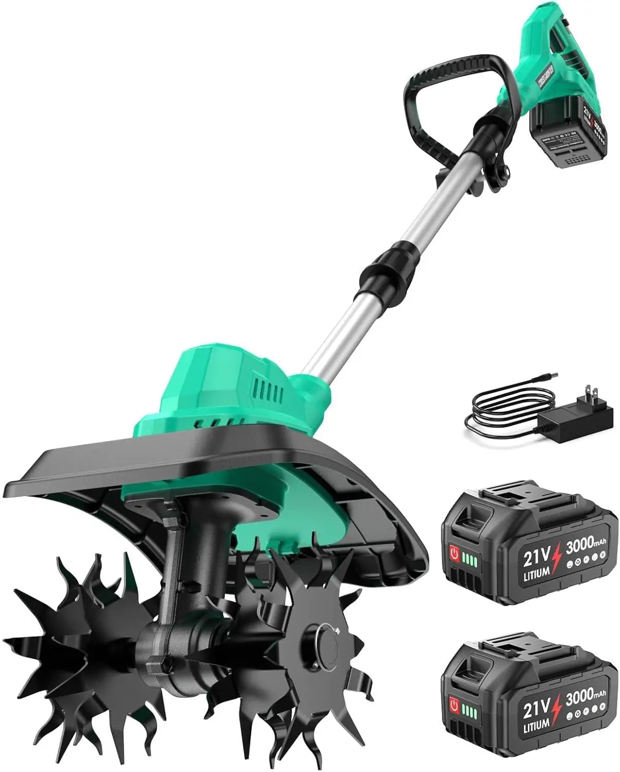 21V Cordless Tiller Cultivator for Gardening