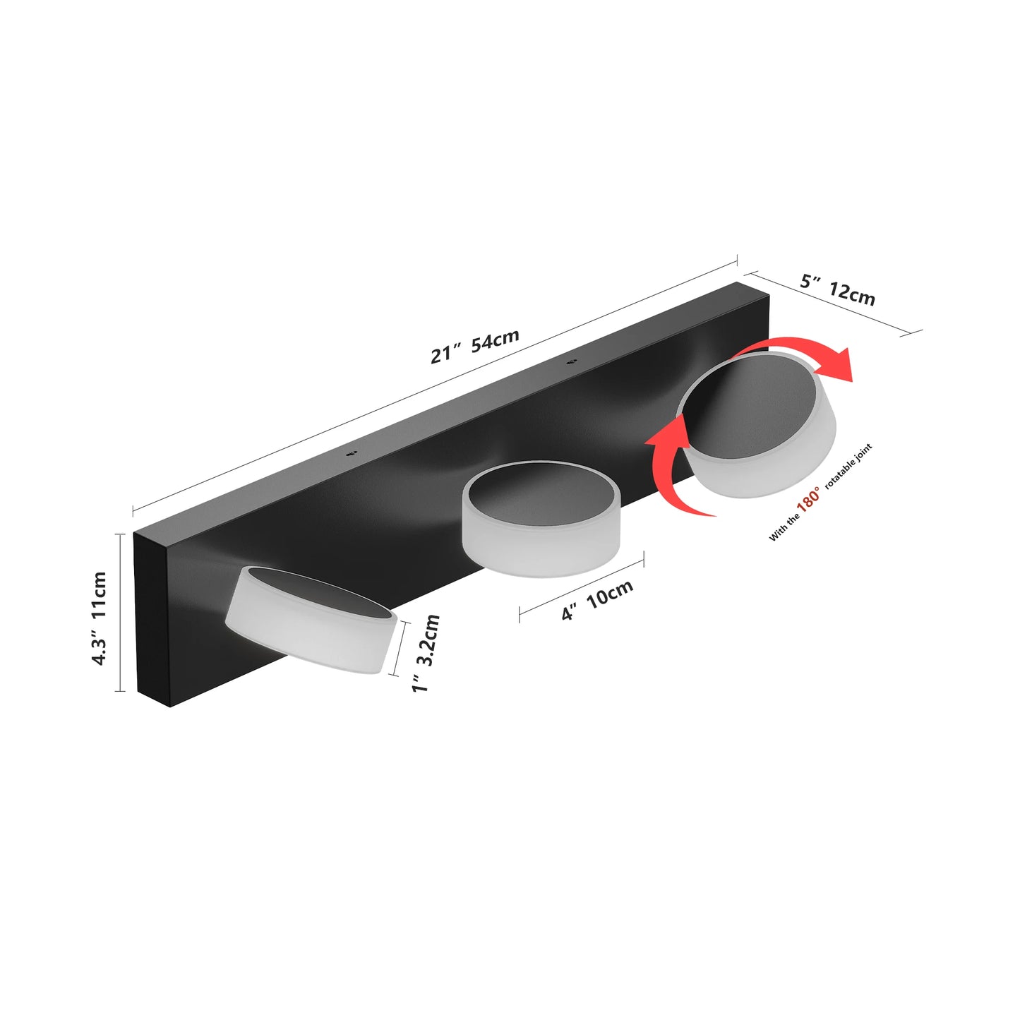 ARLGSITE Modern silver/black LED dressing area lighting