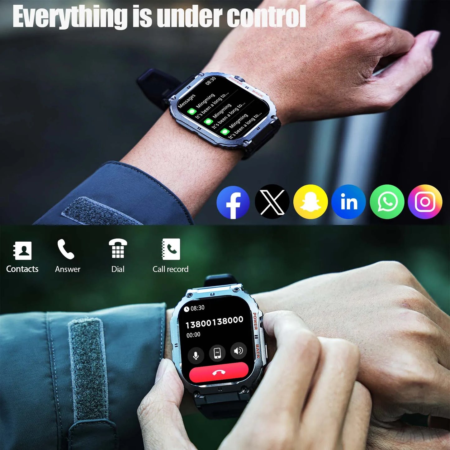 EIGIIS Military Smart Watches For Men Bluetooth Call