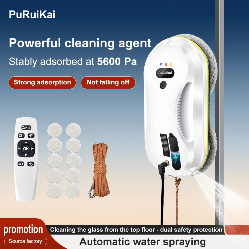 PuRuiKai Household Window Robot, Automatic Water Spray Cleaning