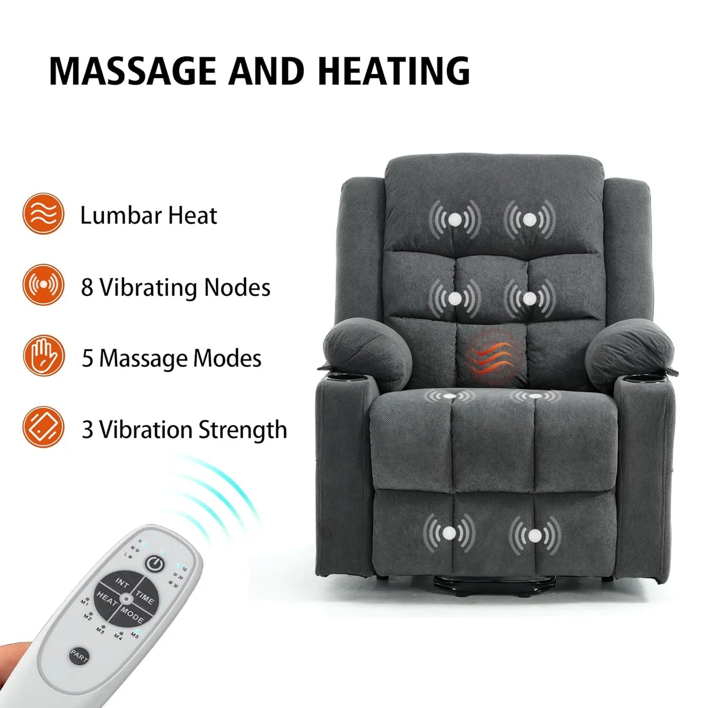 Electric Power Lift Recliner Chair Sofa with Massage and Heat