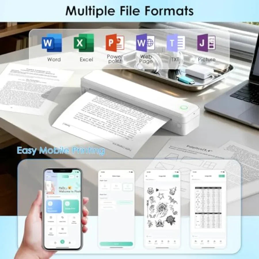 Bluetooth Thermal Printer, Portable Printer Wireless for Travel