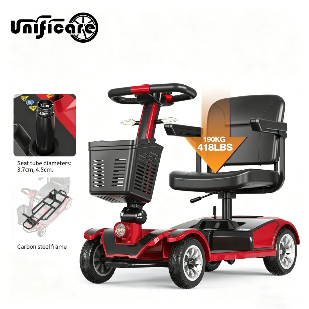 UNIFICARE Red Foldable 4 Wheel Mobility Scooter