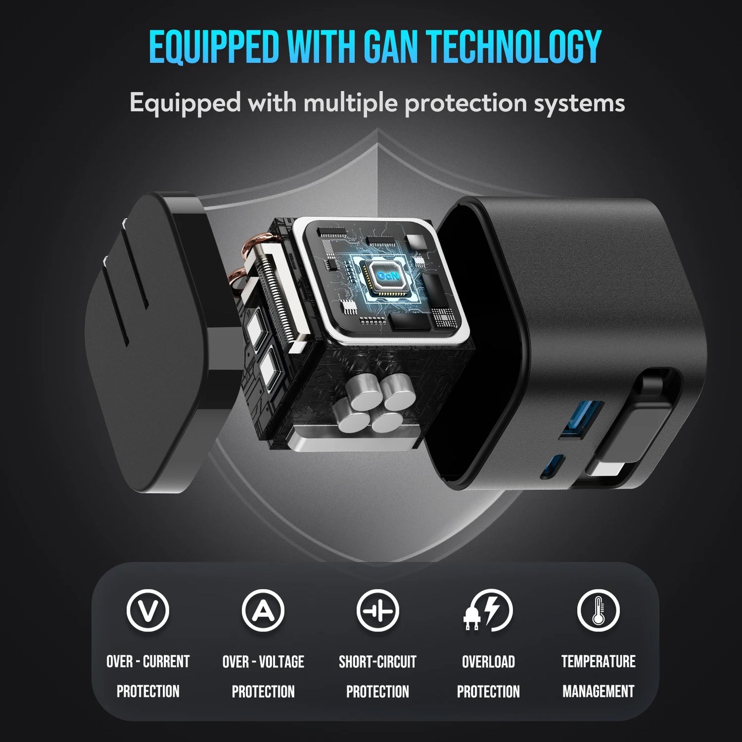 TOPADRE 65W GaN Fast Charger with Retractable Cable