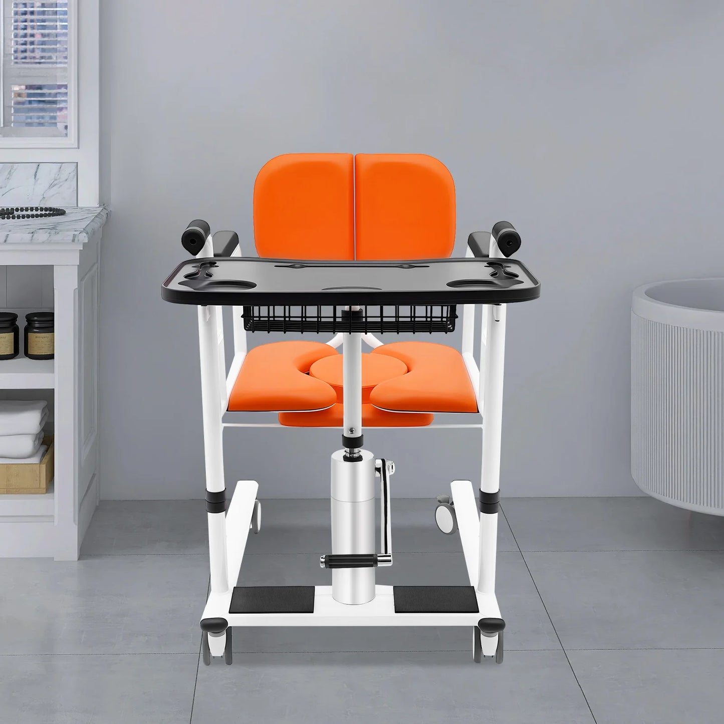 Hydraulic Patient Lift Portable Home Seamless Steel Transport Wheelchair