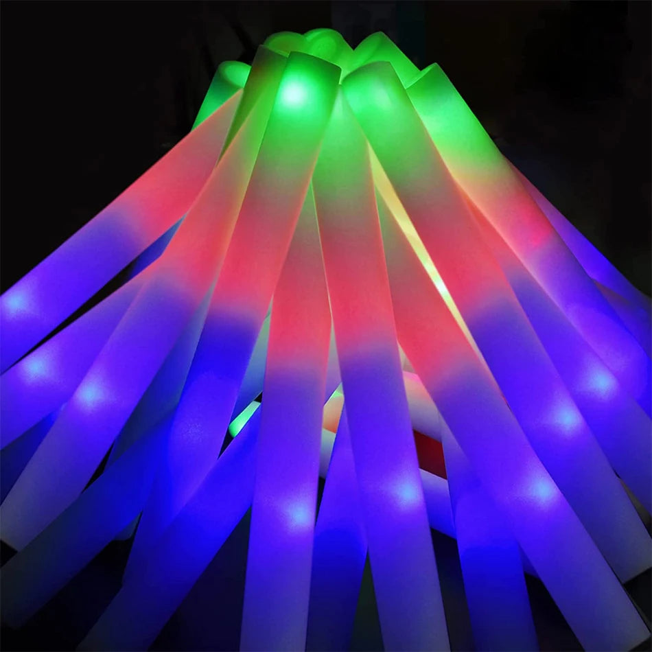 15/25/35/105 Pcs LED Foam Glow Sticks Bulk Colorful RGB
