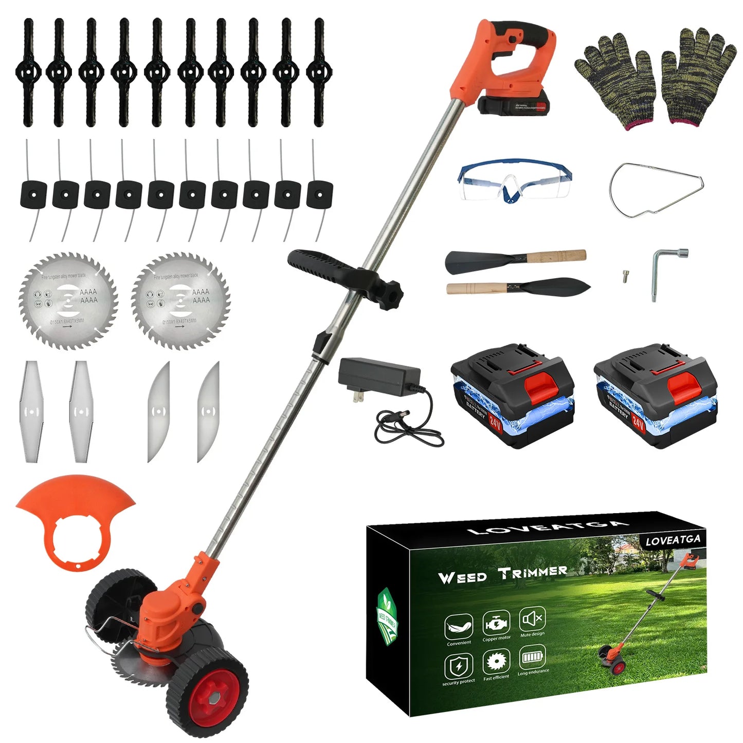 21V Cordless Grass Trimmer Electric 3-in-1 Lightweight